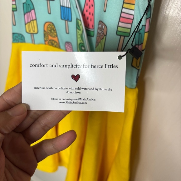 Malia and Kai popsicle ice cream blue yellow tank twirl dress Size 3T NWT - Picture 3 of 4